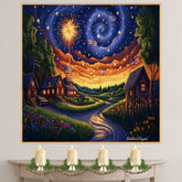 4th of July Flags & Swirled Sky American Dreamscape – Decorative Patriotic on Ready to Hang 1.5" Thick Canvas Wrap, Floating Framed Canvas, Flat Rolled Canvas